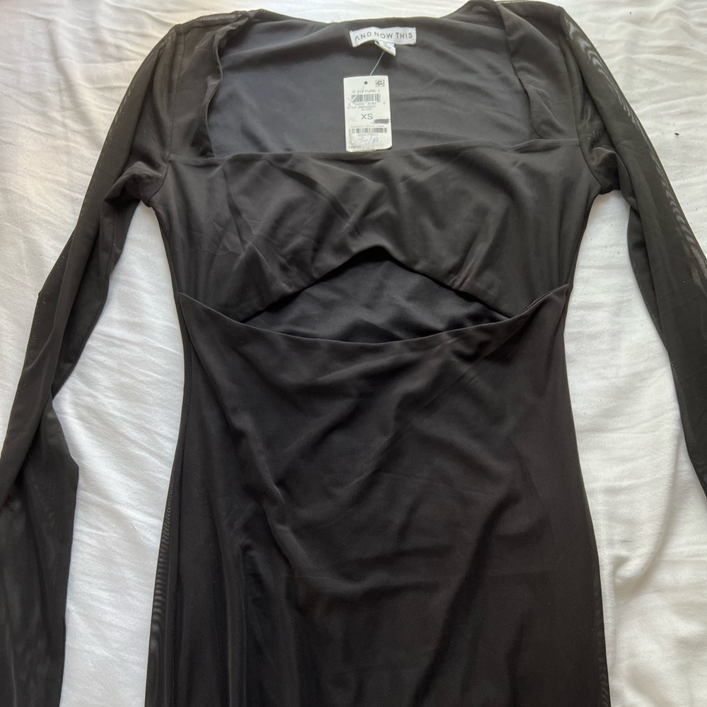 Long Black Mesh Dress